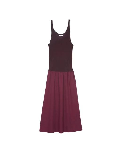 Frankie Shop Purple Iliya Ribbed-Knit Gathered Maxi Dress