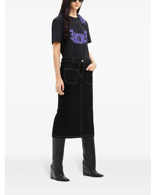 Courreges Black Graphic-Print T-Shirt for men