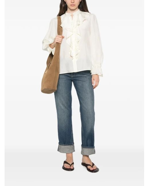 Marella White Buttoned Ruffled Shirt