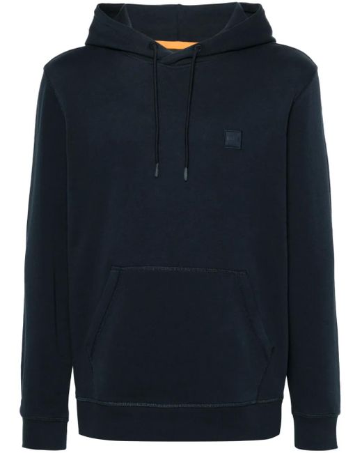 Hoodie En Coton À Patch Logo Boss pour homme en coloris Blue