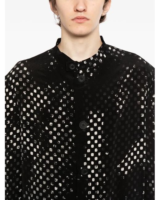 Yohji Yamamoto Black Patterned Buttoned Jacket for men