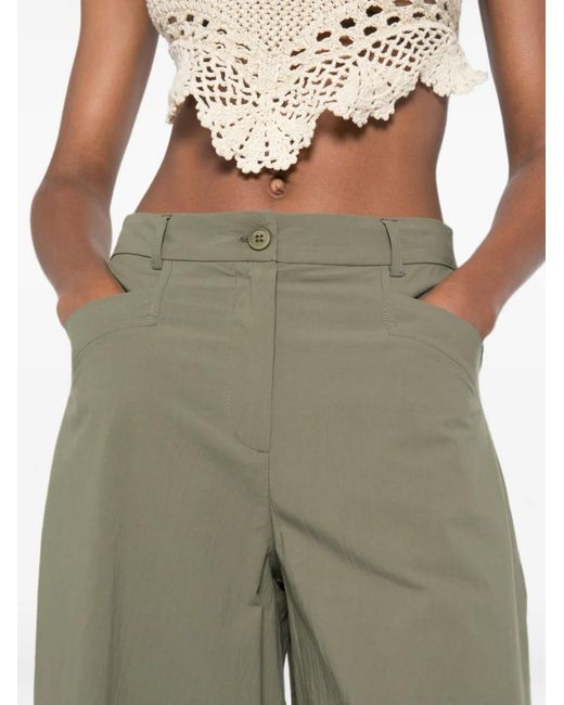 MOUTAKI Green Belt-Loop Wide-Leg Palazzo Pants