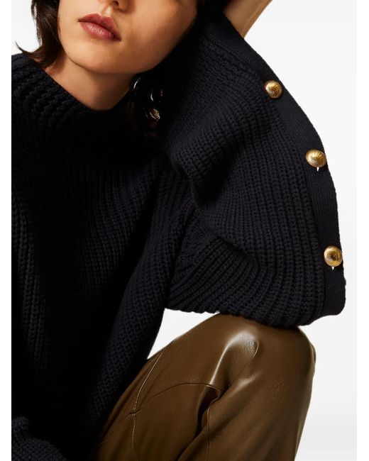 Twinset Black Jumper With Metal Buttons