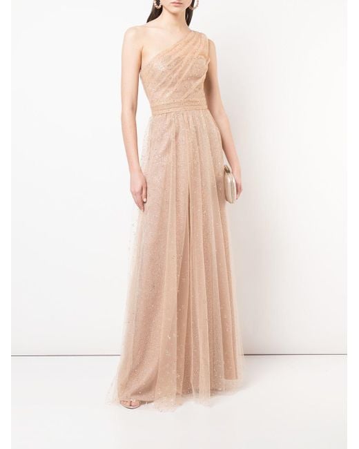 marchesa notte gold artwork sequin gown