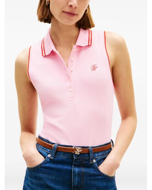 Tommy Hilfiger Pink Polo En Coton À Design Sans Manches (1985)