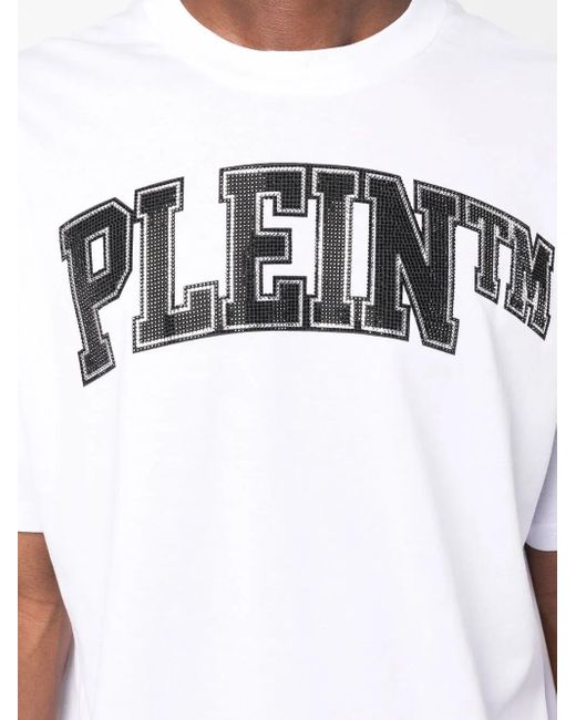 Philipp Plein White Stones Logo-Embellished T-Shirt for men
