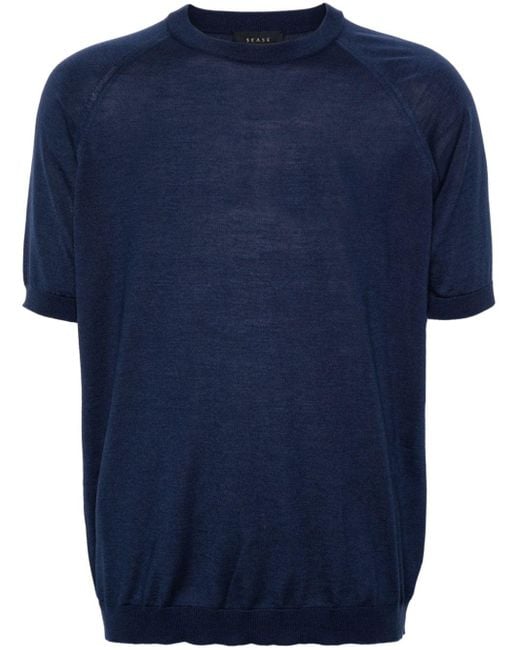 Sease Gestricktes T-Shirt in Blue für Herren