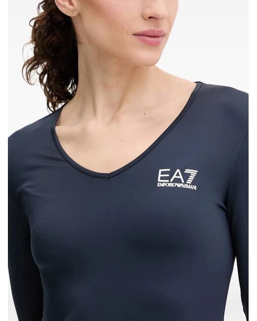 EA7 Blue Tennis Pro Ventus7 Logo-Print T-Shirt