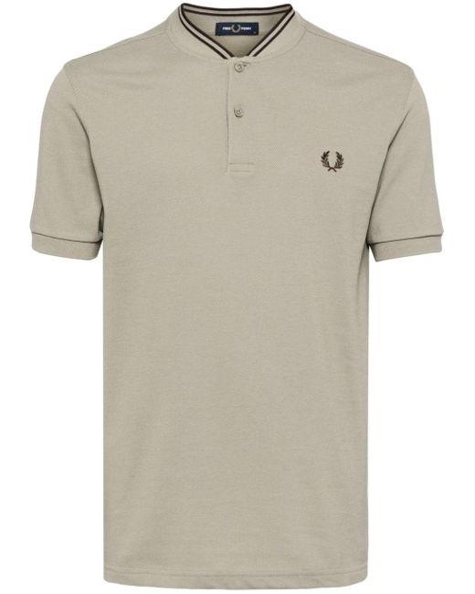 Fred Perry Natural Stripe-trim Cotton Polo Shirt for men