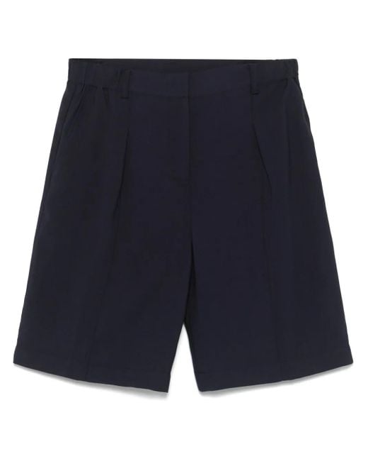 Patrizia Pepe Blue Pleat-Detail Shorts