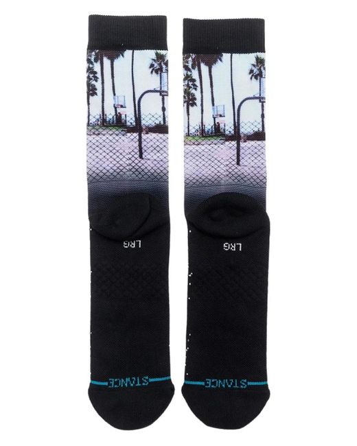 Stance Blue Basketball-Print Crew Socks for men