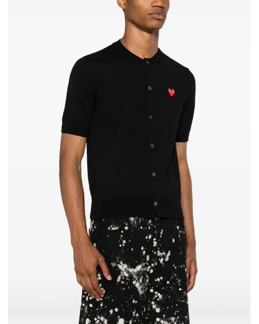 COMME DES GARÇONS PLAY Black Logo-Patch Short-Sleeve Cardigan