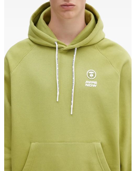 Felpa Aaper Con Cappuccio E Logo di Aape By A Bathing Ape in Green da Uomo