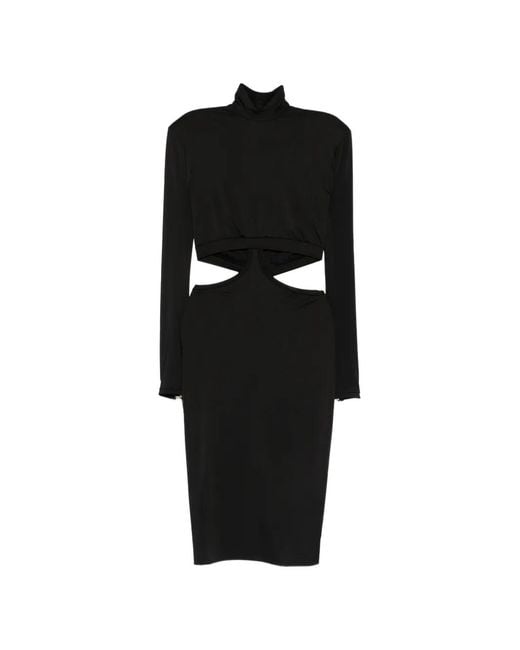 MITILIANE COUTURE Black Cut-Out Zip-Fastening Midi Dress