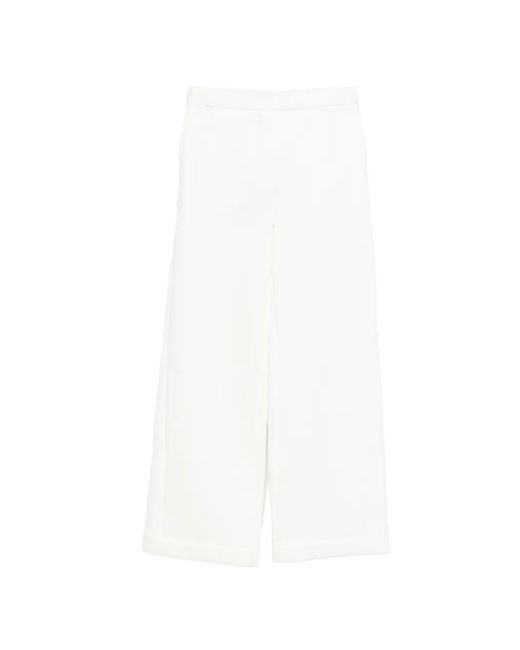 Max Mara Women's White Wide-Leg Cotton Pants