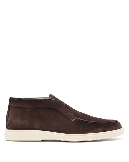 Santoni Brown Slip-On Suede Boots for men