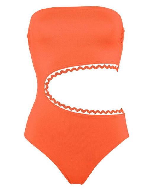 Eres Orange Dancing One-piece Strapless Swimsuit