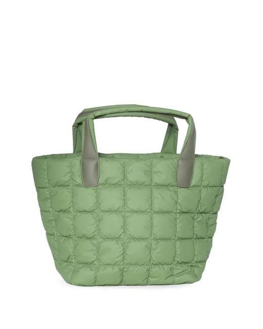 VEE COLLECTIVE Green Quilted Top-Handles Tote Bag