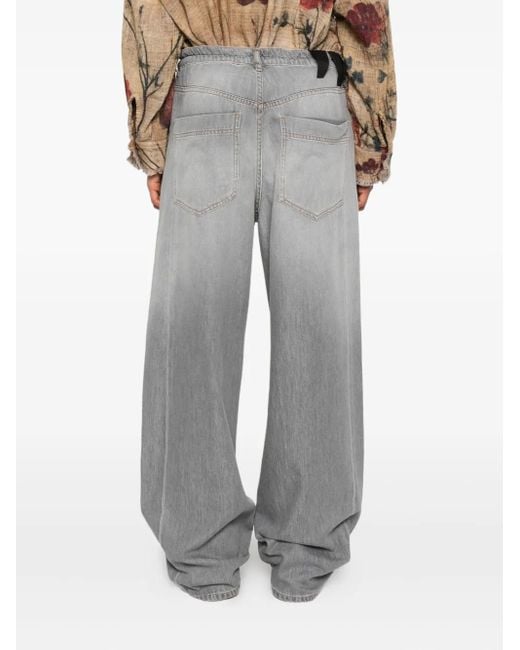 DARKPARK Gray Drawstring-Waist Wide-Leg Jeans