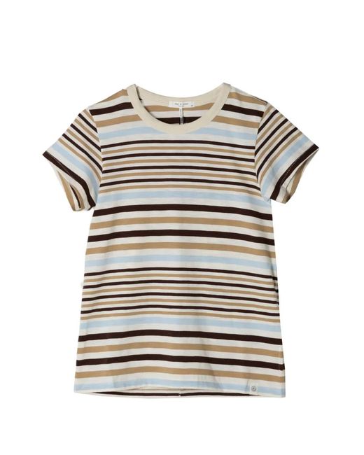 Rag & Bone Gray Slub Striped-Pattern T-Shirt