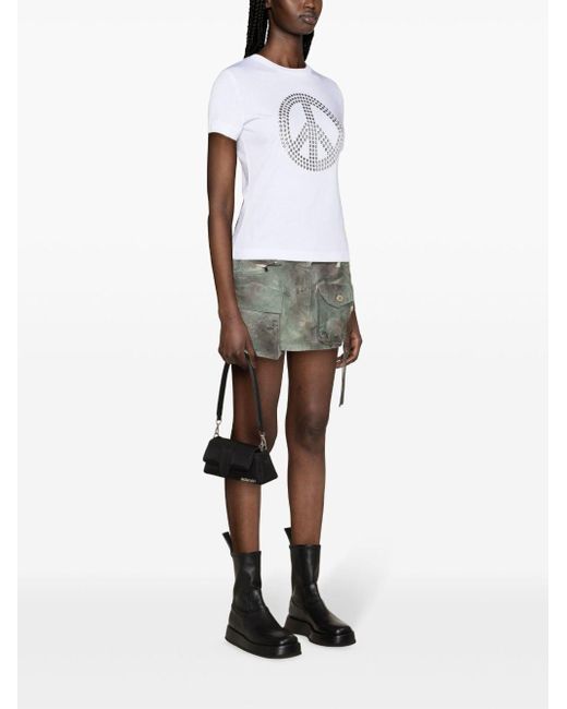 Moschino Jeans White Peace-sign Cotton T-shirt