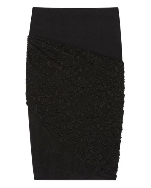 Givenchy Black Floral-Patterned High-Waisted Skirt