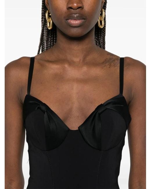 Vestido corto con lazos de satén de crepé Elisabetta Franchi de color Black