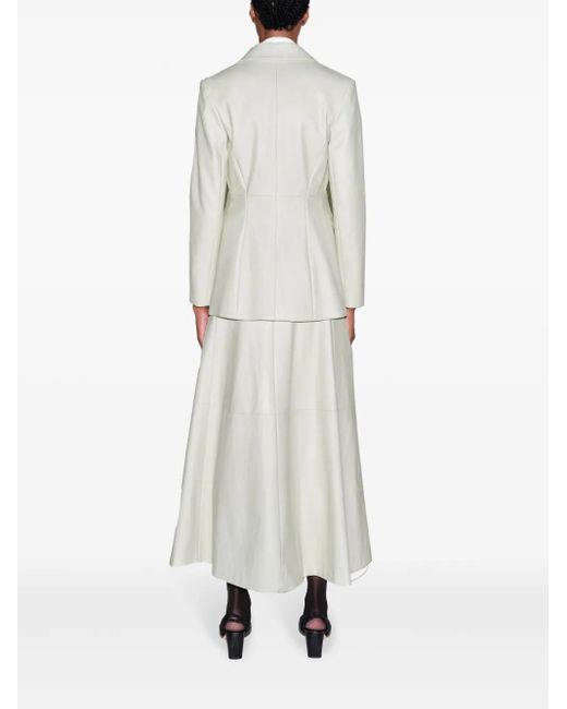 Rosetta Getty White A-Line Leather Skirt