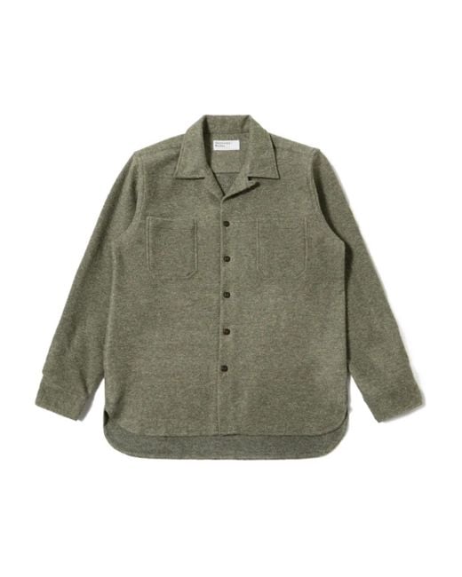 メンズ Universal Works パッチポケット シャツ Green