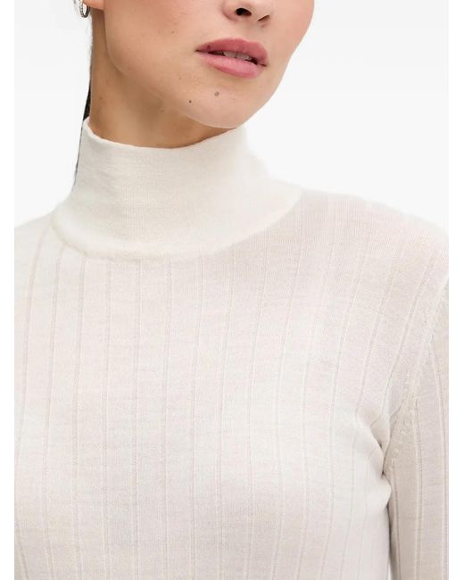 Colmar White Turtleneck Ribbed Sweater