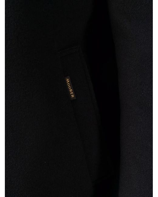 Moorer Black Layered Single-Breasted Wool Coat for men