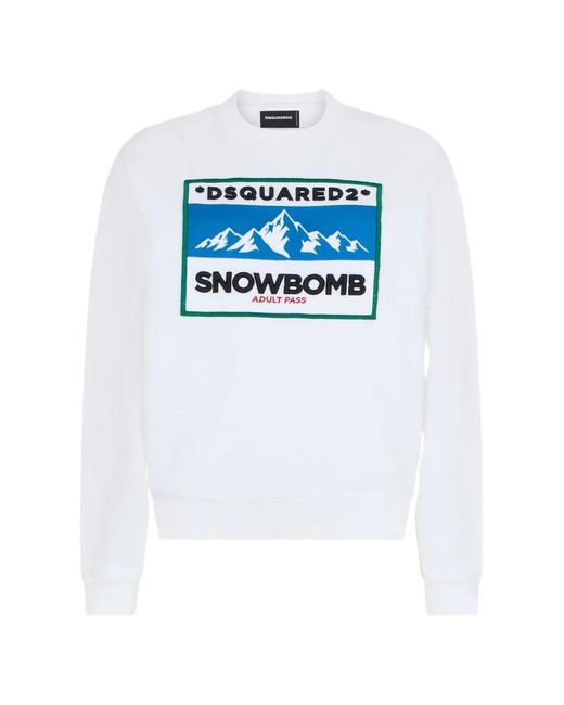 DSquared² White Just Right Fit Graphic-Print Crew-Neck Cotton Sweatshirt