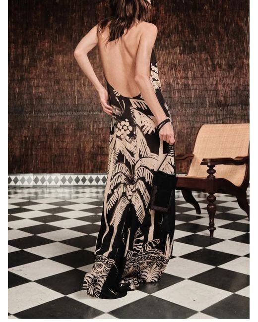 Johanna Ortiz Black Musical Flower Printed Maxi Dress