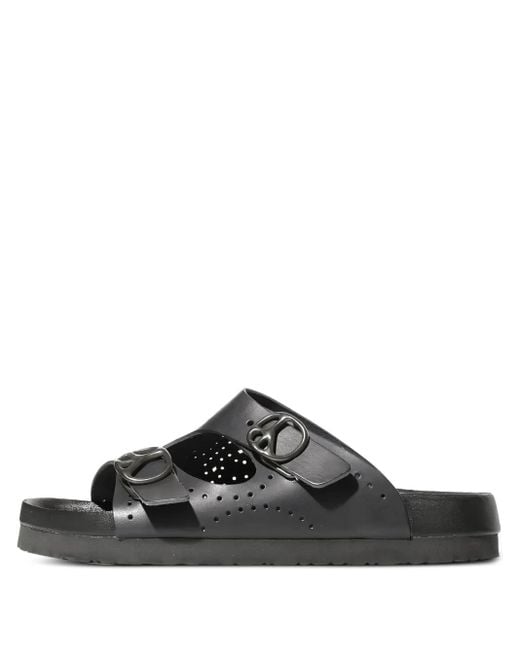 Needles Black Perforated Buckle Sandals for men
