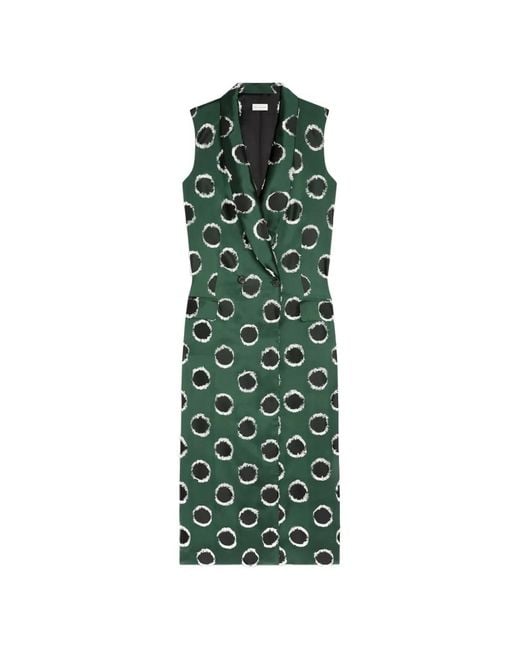 Dries Van Noten Green Fil Coupé Sleeveless Coat