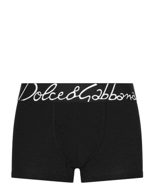 Dolce & Gabbana Black Logo-waistband Jersey-texture Boxers for men