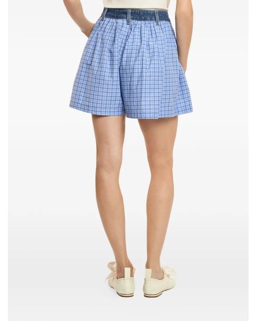 Cinq À Sept Blue Madalyn Gingham-Check Shorts