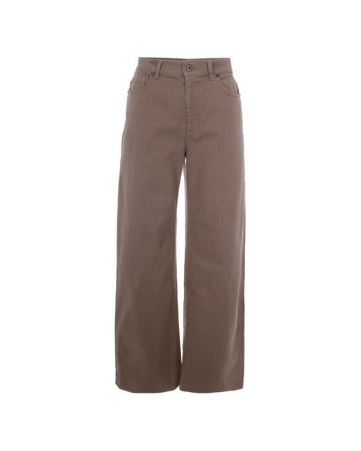 P.A.R.O.S.H. Brown Button-Up Wide-Leg Jeans