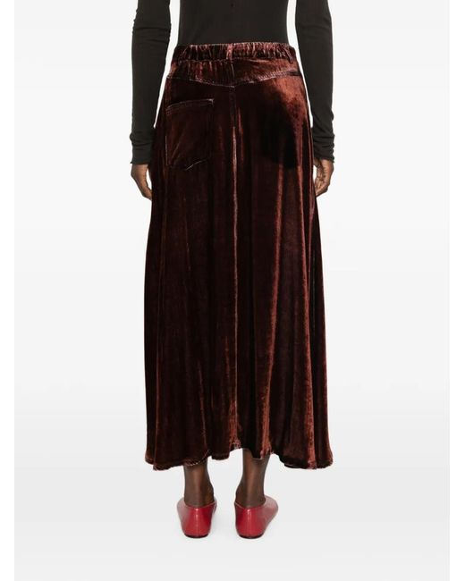 Pierre Louis Mascia Brown Velvet-Effect Maxi Skirt