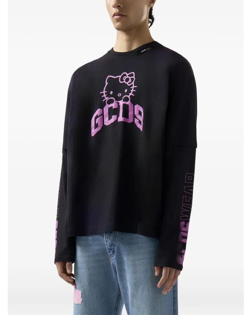 Gcds Black X Hello Kitty Long-Sleeve T-Shirt for men