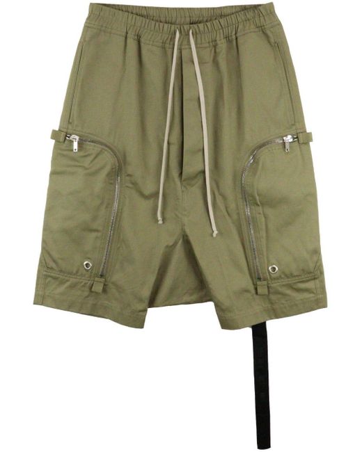 Rick Owens Green Bahaus Bela Cotton Cargo Shorts for men