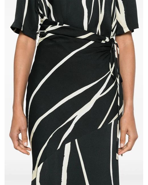 Nanushka Black Striped Crepe Midi Dress