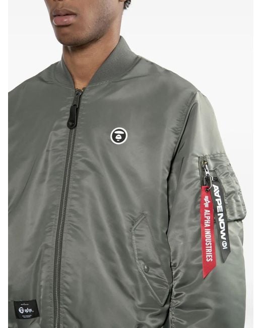 Aape By A Bathing Ape Gray Logo-Patched Bomber Jacket for men