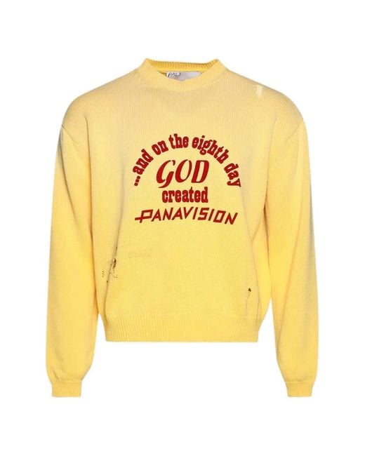 PALY Yellow Eden Distressed Graphic-Print Sweater for men