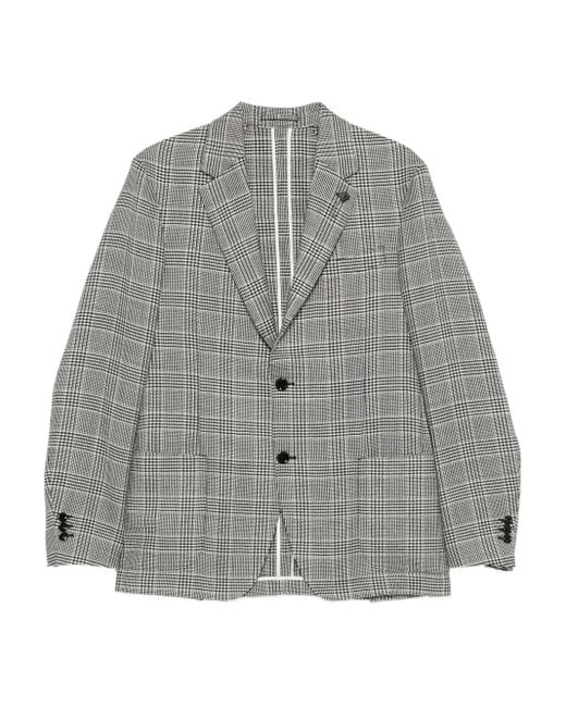 Lardini Gray Checked Two-Button Blazer for men