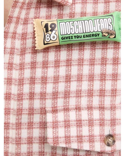 Moschino Pink Gingham-Check Flap-Pocket Jacket