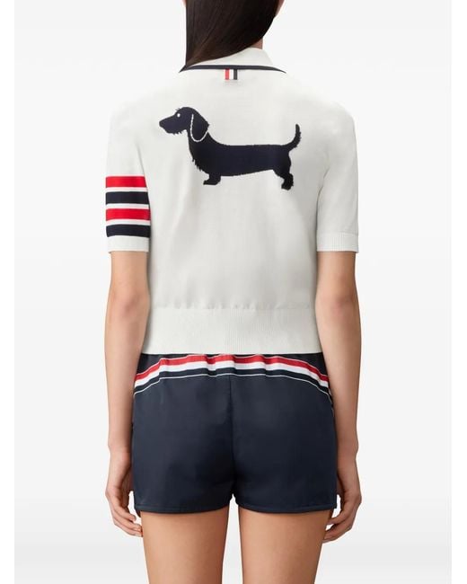 Thom Browne White Hector Intarsia Polo