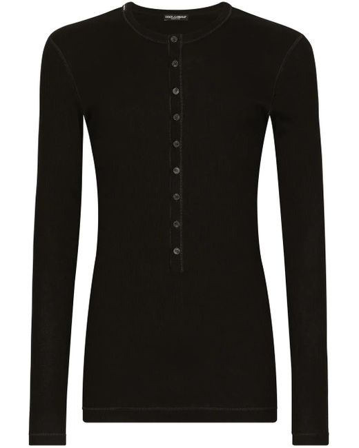 Dolce & Gabbana Black Fine-Rib Cotton T-Shirt for men
