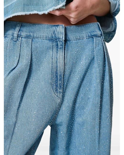 Twinset Blue Pleat-Detail Wide-Leg Jeans