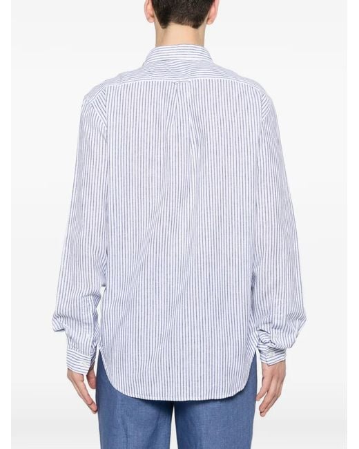 Woolrich White Striped Linen Shirt for men